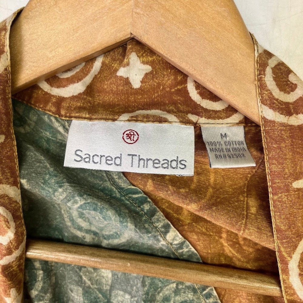 Sacred Threads Womens M Patchwork Batik Cotton Duster Vest Sleeveless Cardigan - Picture 10 of 15